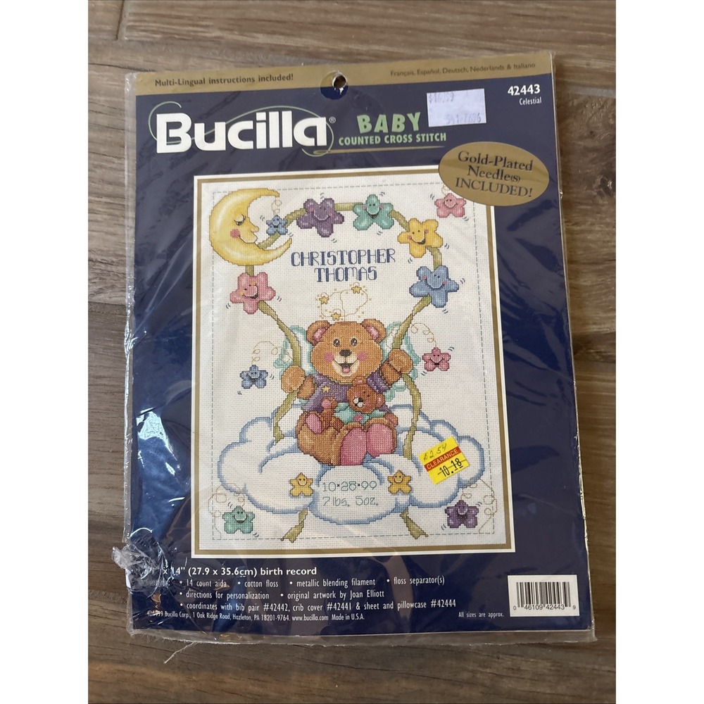 Vtg Rare Bucilla Celestial Baby cross stitch 1999 Kit- New